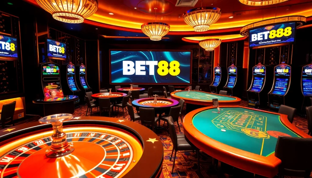 Exciting online gambling action at BET88's modern casino interface.