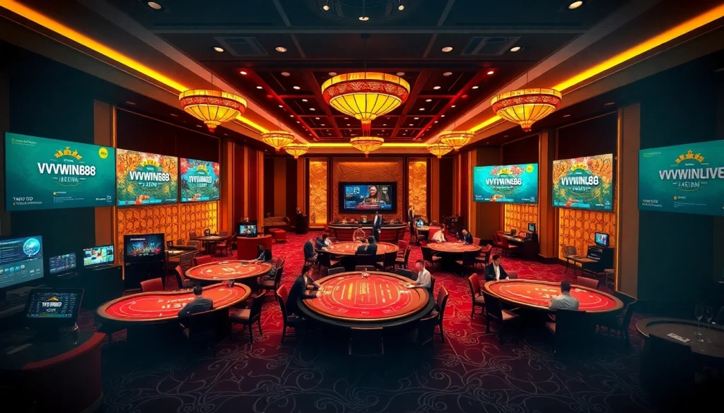 Experience the excitement of online gambling at vvvwin88.live, showcasing luxury casino games and engaging players.