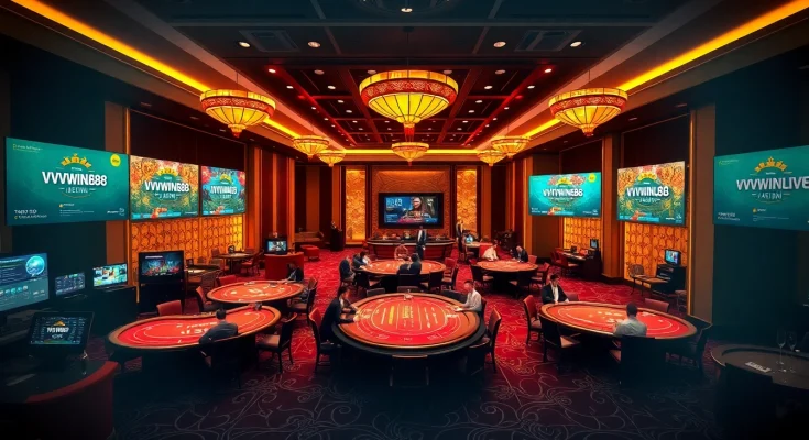 Experience the excitement of online gambling at vvvwin88.live, showcasing luxury casino games and engaging players.