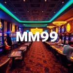 MM99 online casino gaming scene with vibrant digital slot machines and live dealers.