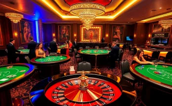 Players enjoying thrilling casino games at SUNWIN, surrounded by colorful chips and elegant decor.