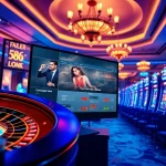 Engaging online gambling scene featuring the link lc88 interface with a roulette wheel and poker chips.