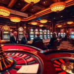 Exciting casino scene featuring poker and slot machines with 28BET branding.