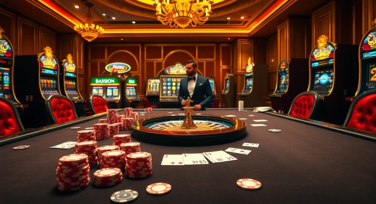 Experience thrilling casino action at 789p with vibrant poker chips and an elegantly set gaming table.