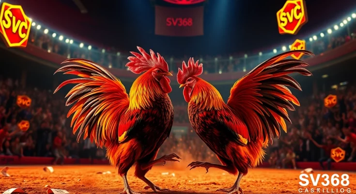 Intense live cockfighting scene showcasing SV368 experience with vibrant atmosphere.