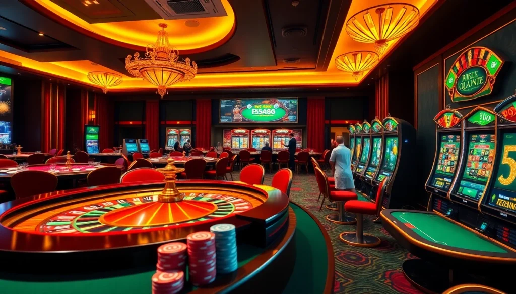 Experience thrilling gambling at ee88 with vibrant casino tables and engaging slot machines.
