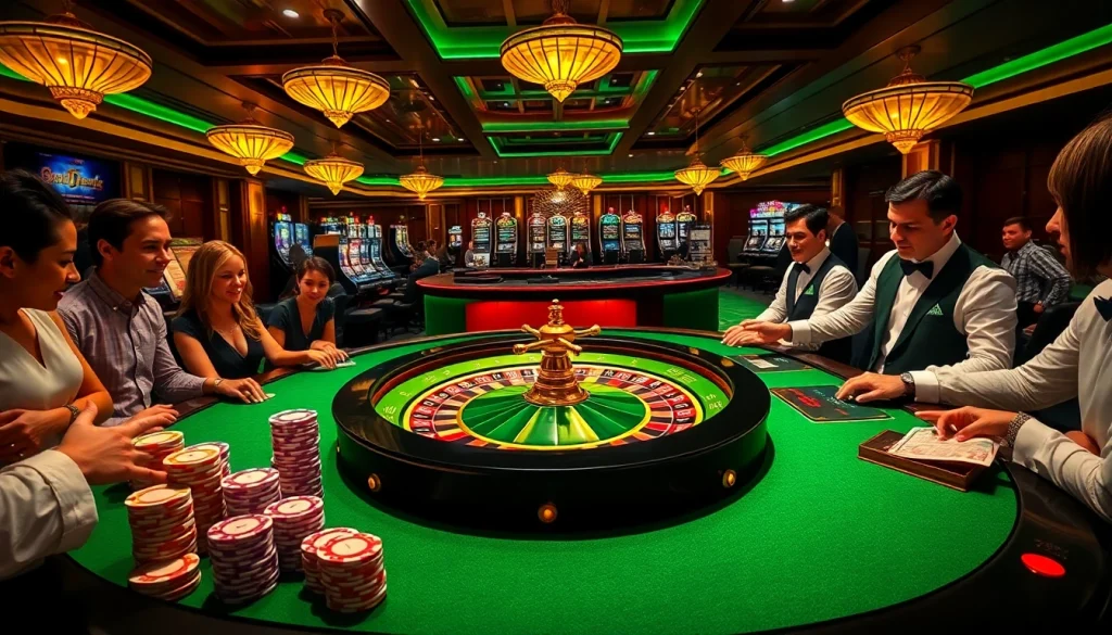 Engaging scene showcasing 789P themed roulette gameplay with excited players amid luxury casino atmosphere.