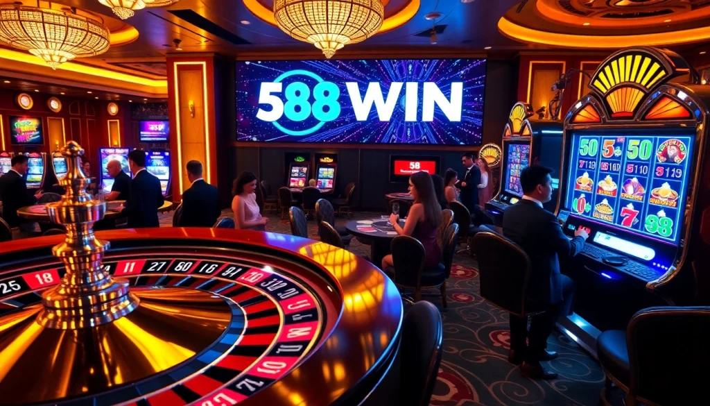 Experience the excitement of 58WIN with dynamic casino games and vibrant poker chips.