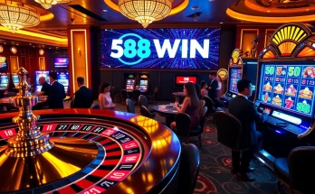 Experience the excitement of 58WIN with dynamic casino games and vibrant poker chips.