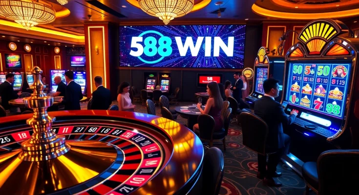 Experience the excitement of 58WIN with dynamic casino games and vibrant poker chips.