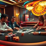 Experience the thrill of poker at Fabet's luxurious casino table with vibrant chips and cards.