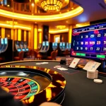 Experience thrilling gameplay at NK88 through a luxurious online casino environment featuring roulette and poker tables.