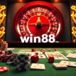 Players engaging in high-stakes games at win88 casino with vibrant tables and thrilling atmosphere.