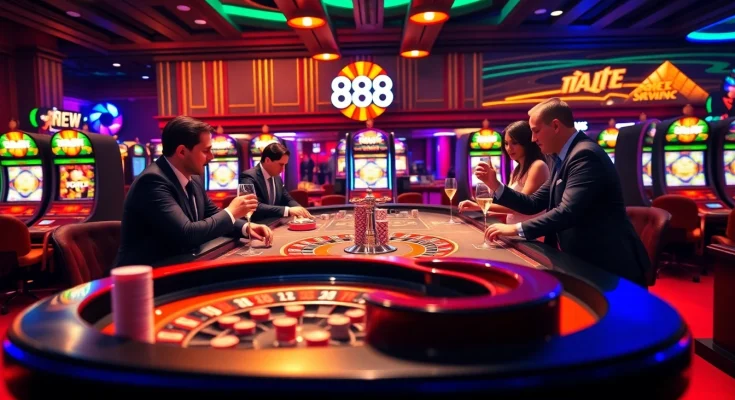 Experience the thrill of gambling at 888NEW with vibrant casino tables and exciting gameplay.