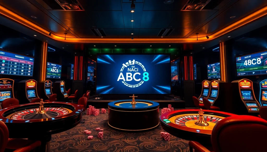 Engaging scene of Nhà Cái ABC8 with vibrant casino elements and interactive gaming interface.