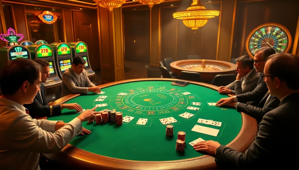 Engage in thrilling gameplay at fun79's luxurious casino tables, featuring blackjack, roulette, and vibrant slot machines.