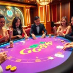 Players enjoying an exciting game at a GG88-themed casino table with luxurious decor.