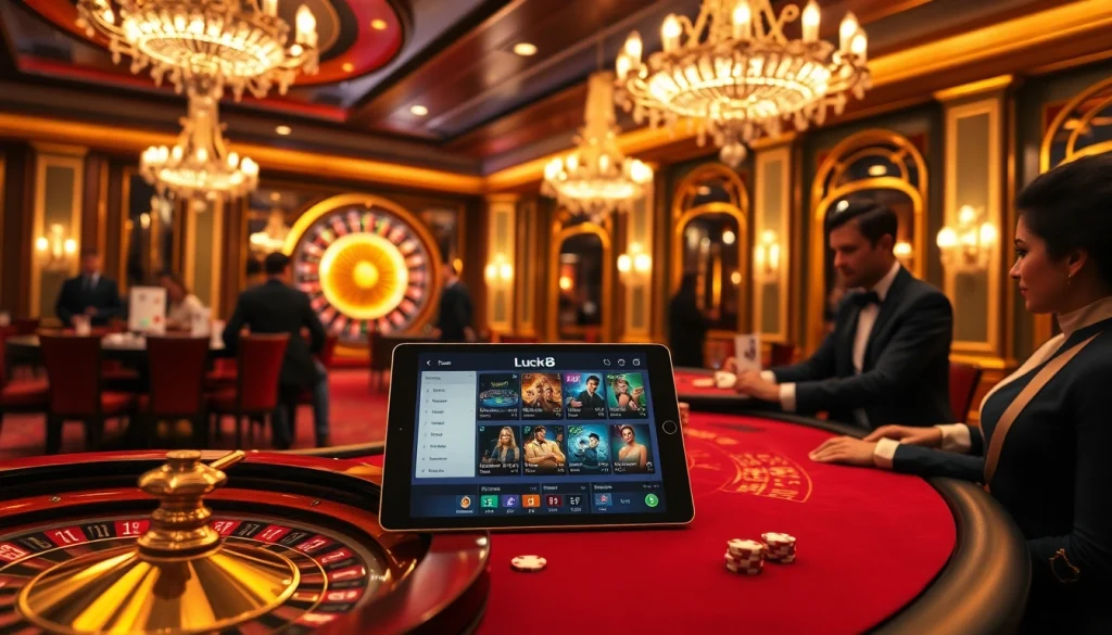 Experience the excitement of gambling at Luck8's luxurious casino, featuring roulette and baccarat.