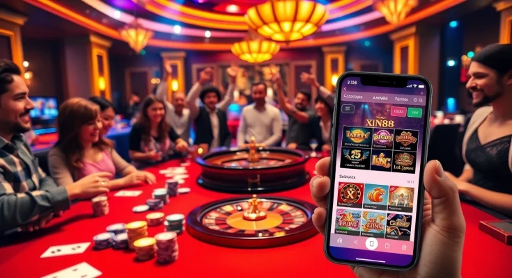 Experience the thrill of tải game xn88 at a vibrant casino scene filled with excitement and winning opportunities.