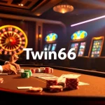 Twin68 offers a vibrant casino scene, showcasing poker tables and slot machines in an elegant ambiance.