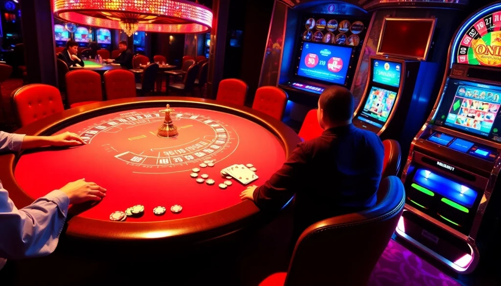 High-energy casino scene at TV88 featuring poker players and a spinning roulette wheel.