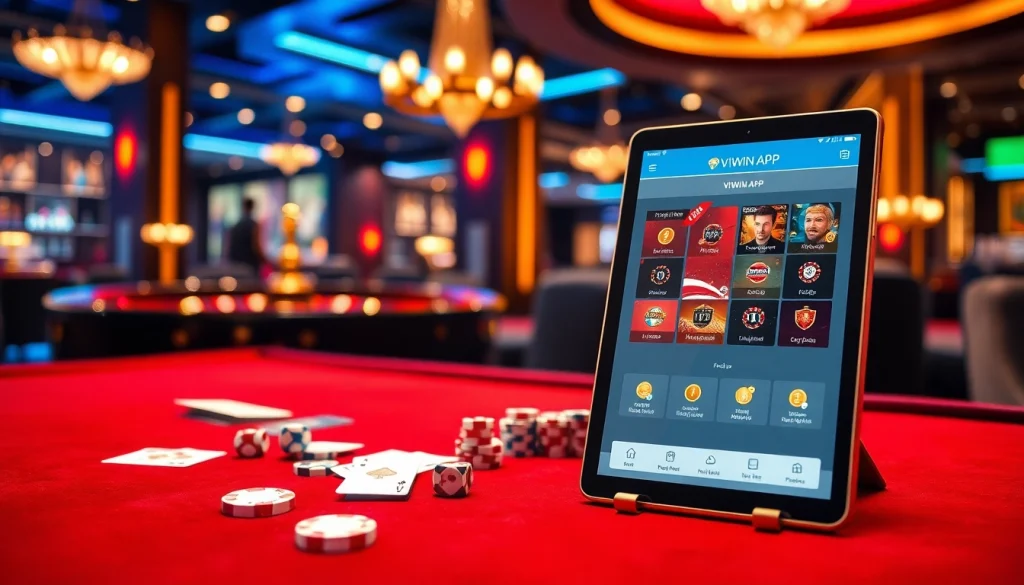 Experience thrilling gaming with the VIPWIN APP in an elegant casino setting.