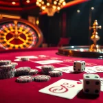 Experience the thrill of F168 đăng nhập with vibrant poker tables and roulette wheels in a luxurious casino setting.