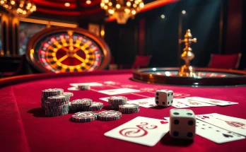 Experience the thrill of F168 đăng nhập with vibrant poker tables and roulette wheels in a luxurious casino setting.