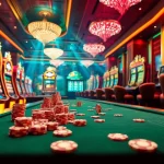 Players enjoying a thrilling game experience at the luxurious NOHU666 casino, featuring vibrant slot machines and high-stakes tables.