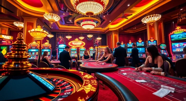 Experience the thrill of max88 with vibrant casino tables and slot machines.