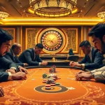 Players engage in an exciting TR88 poker game at a luxurious casino table.