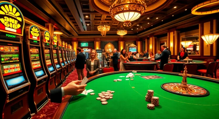 Experience the excitement of gambling at MB66 with vibrant slot machines and poker tables.