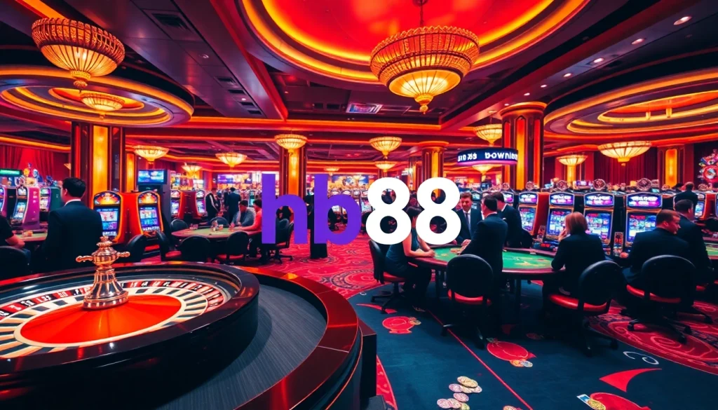 Experience the thrill of hb88 gaming with vibrant casino tables and poker chips.