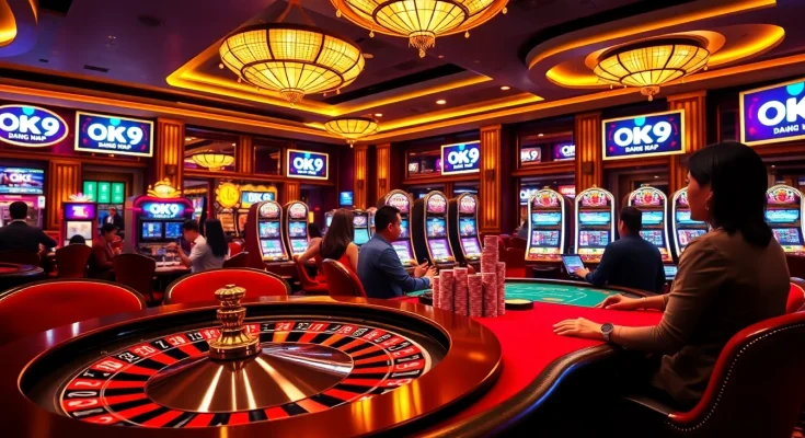 Players enjoying the thrills of online casino games at OK9 Dang Nhap interface.