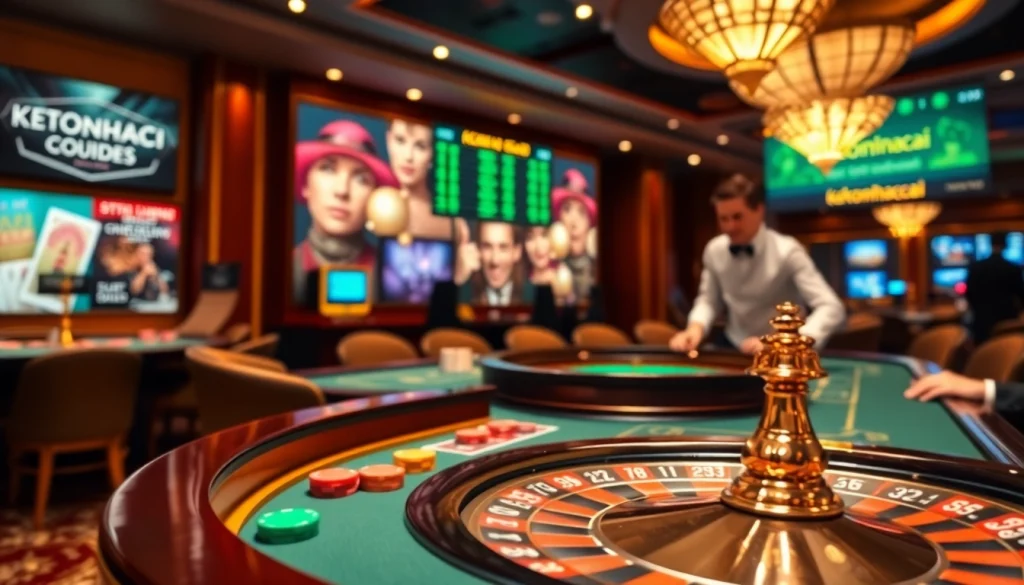 Engaged gamblers analyzing keonhacai statistics at an elegant casino table.