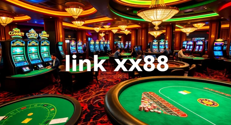 Experience the excitement of link xx88 in a vibrant casino setting featuring roulette tables and slot machines.