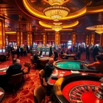 Players enjoying high-stakes games at TP88 casino, with vibrant slot machines and poker tables.