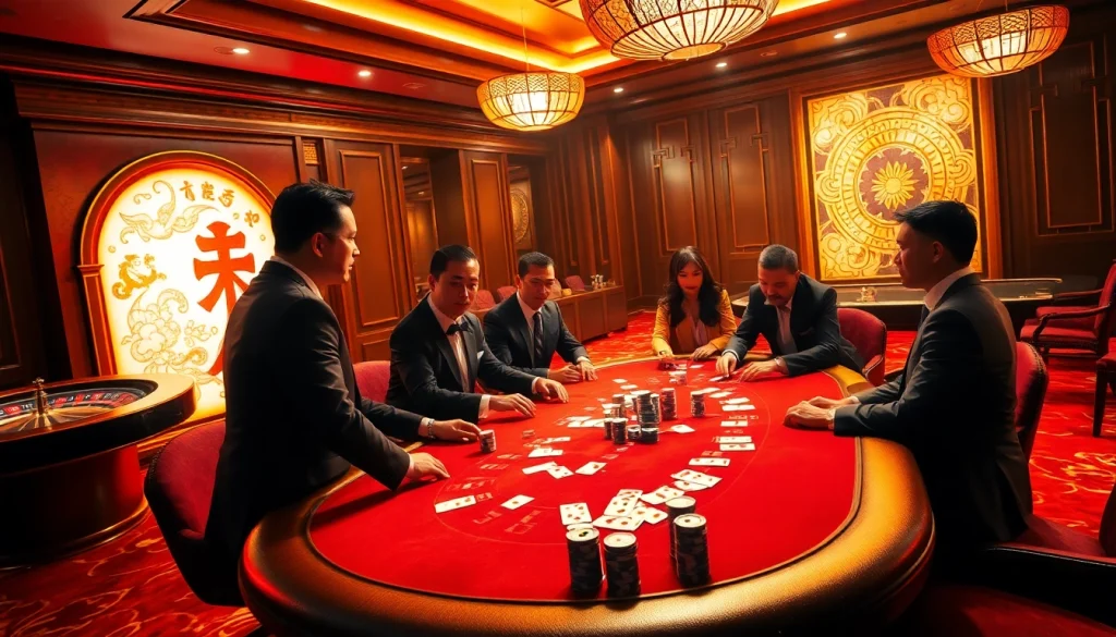 Players showcase their skills at a poker table, combining hh kung fu excitement with strategic gambling.