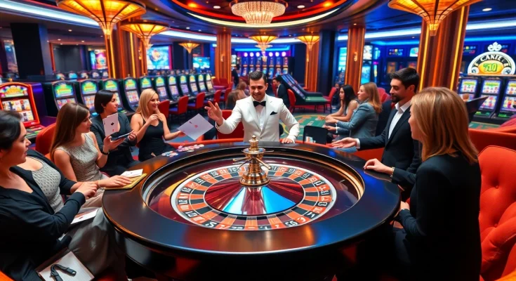 Exciting gaming experience at dom88.us.com with vibrant roulette table and enthusiastic players.