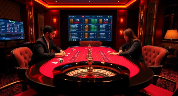 Players engaging intensely at the SV66 gaming table in a luxurious casino setting.