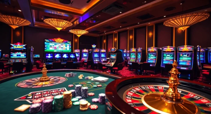 Lode88 gaming excitement with vibrant casino elements, including roulette, chips, and online betting.