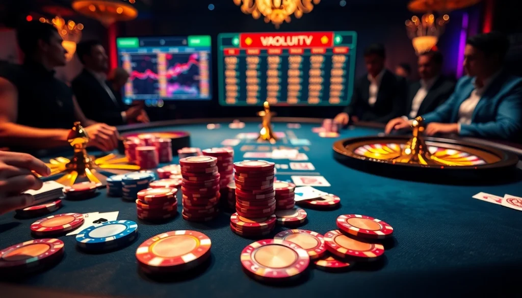 Experience thrilling betting at Vaoluoitv's vibrant casino table with intricate details.