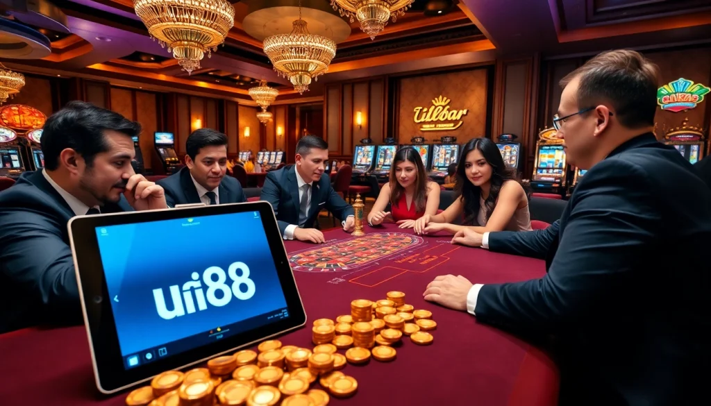 Experience exciting gameplay at uu88 with lavish casino tables, vibrant slot machines, and dynamic players.