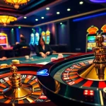 Engaging scene showcasing fun79 at a luxurious gambling table with poker chips and cards.