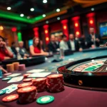 Gamblers enjoying a thrilling game at a casino table with the iP88 audio dock enhancing the atmosphere.