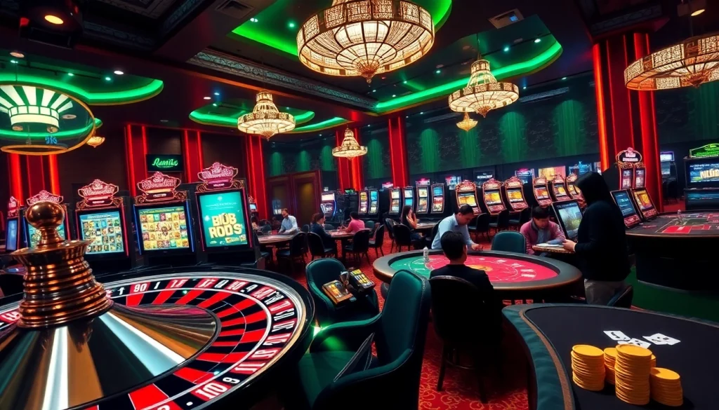 MM88 players enjoying an exhilarating online casino experience with poker chips and roulette wheel.