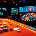 Experience thrilling gameplay at https://zx88.buzz/ with a luxurious casino scene featuring vibrant poker and roulette.