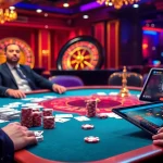 Experience the thrill of HB88 through a sophisticated casino scene featuring poker and roulette.