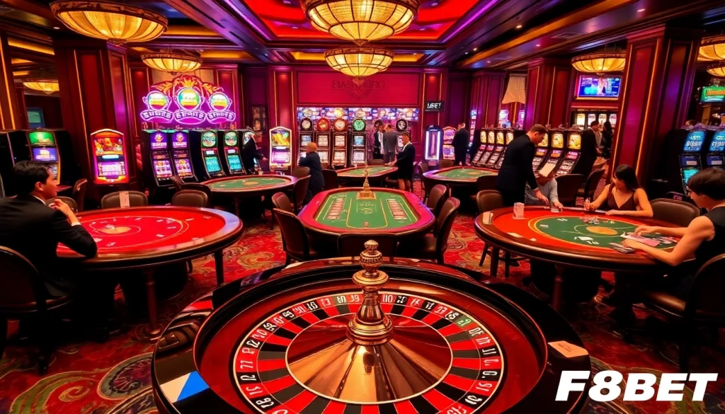 Experience the excitement of online gambling with F8BET at luxurious casino tables filled with games.