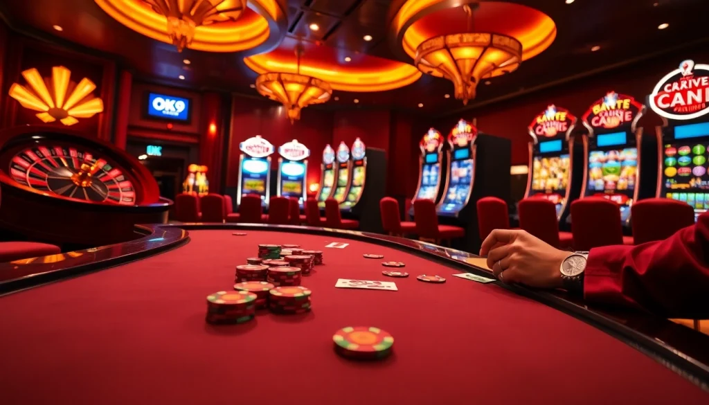 Experience thrilling gameplay at OK9 casino with vibrant poker tables and luxury ambiance.